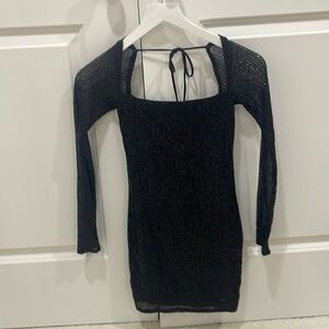 LUCY IN THE SKY bodycon sparkly black mini dress! SIZE XXS